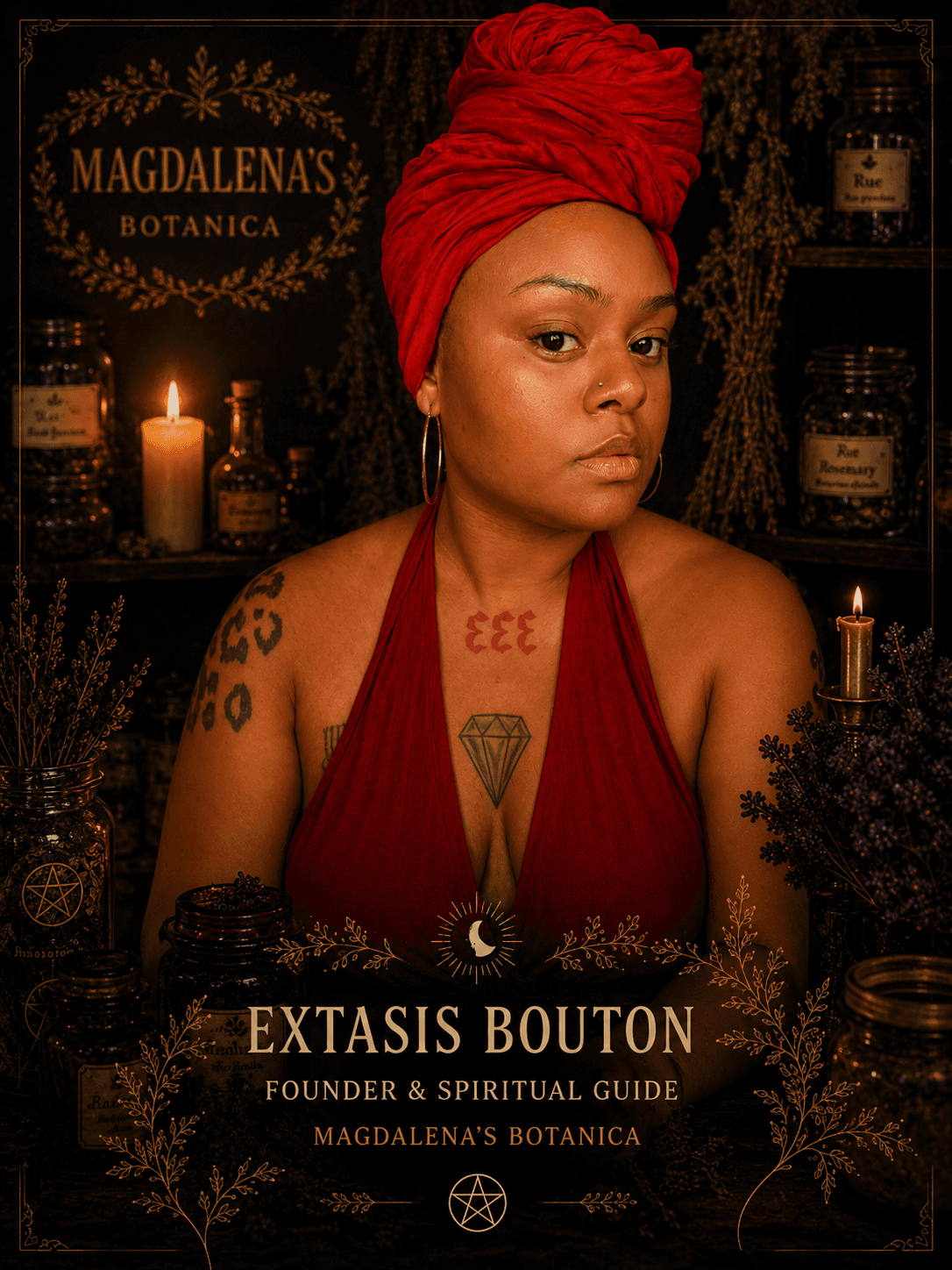 Extasis Bouton, founder of Magdalena's Botanica